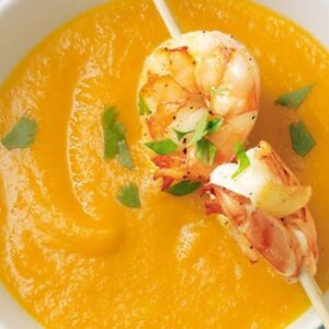 Crema de Calabaza con Camarones